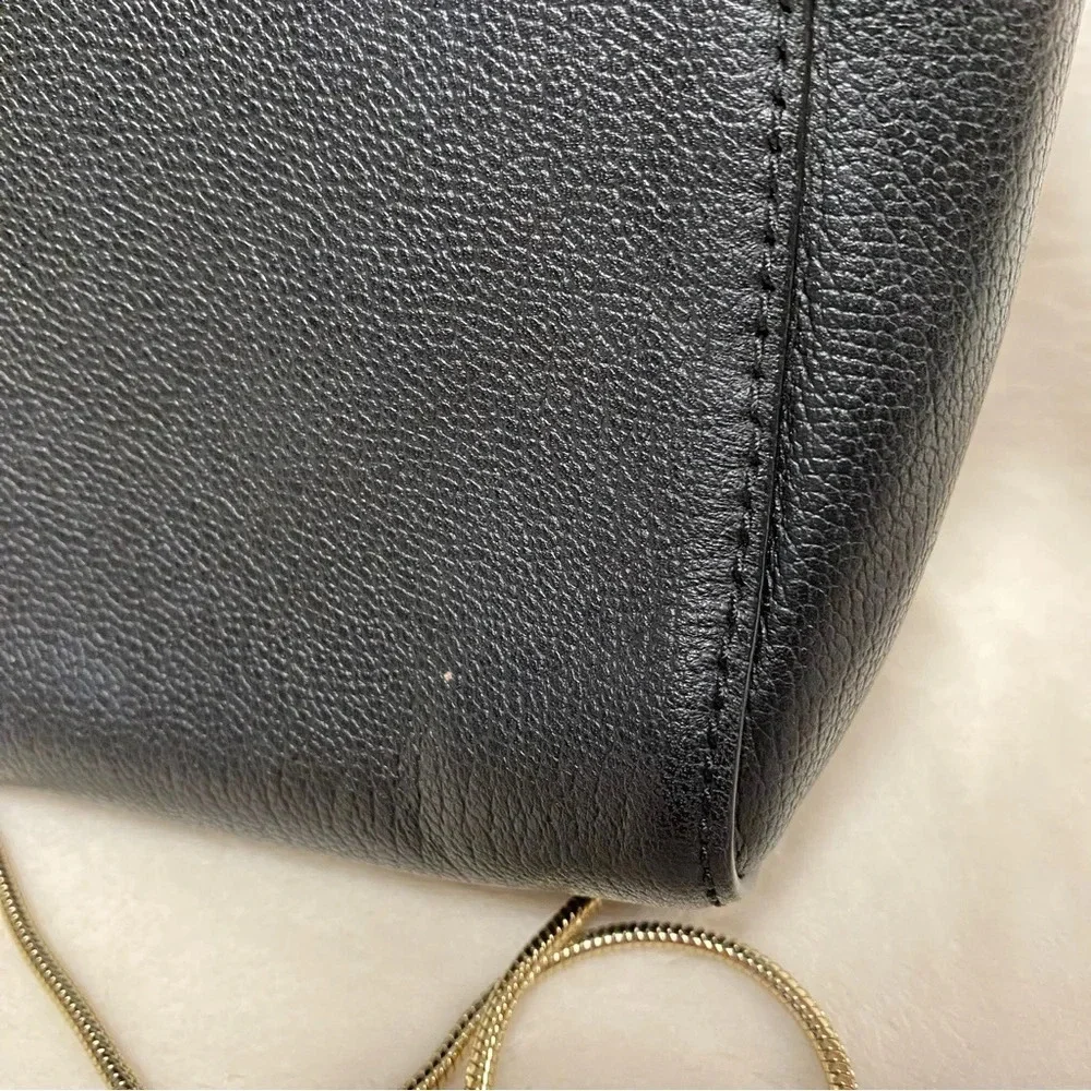Kate Spade Jill Longacre Couth Black Leather Shoulder Bag Handbag‎ Chain Strap